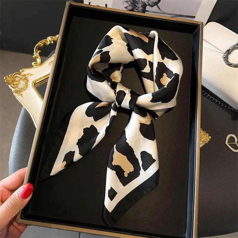 Luxury Chain Print Small Square Scarf Simulated Silk Thin Neck Scarf Fashion Sunscreen Headscarf For Women 70x70cm - AIAZ