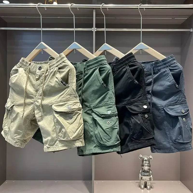 2025 Summer Work Shorts for Men Casual Multi-pocket Loose Elastic Five Points - AIAZ