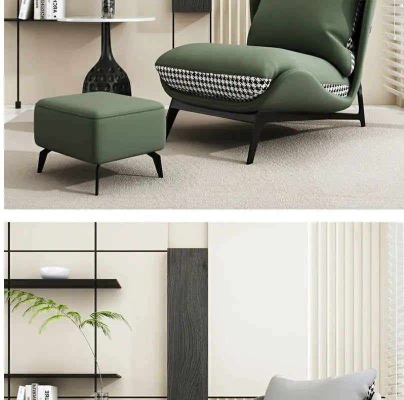 Italian Luxury Light Sofa Chair: Trendy Lazy Lounger, Ideal for Small Living Rooms & Balconies