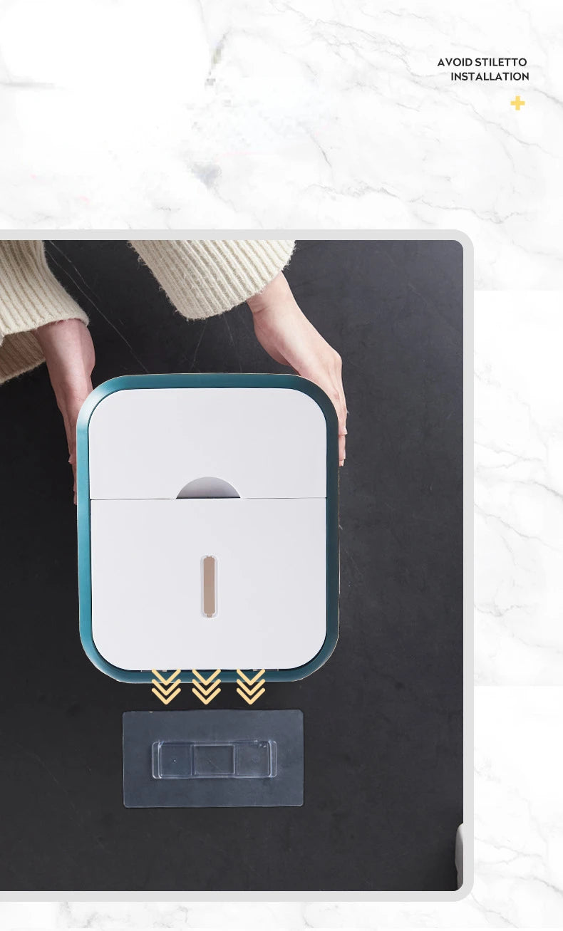 Toilet Paper Holder Box holder Bathroom Rack Waterproof Reel Tissue Storage Box Punch-free Kitchen Bathroom Storage Holder