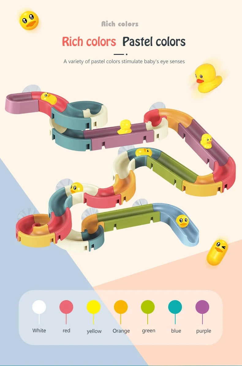 Children DIY Assembling Track Slide Suction Cup Toys Children Bath Tub Shower Wall  Delight Game Assembling Track Suction Toys