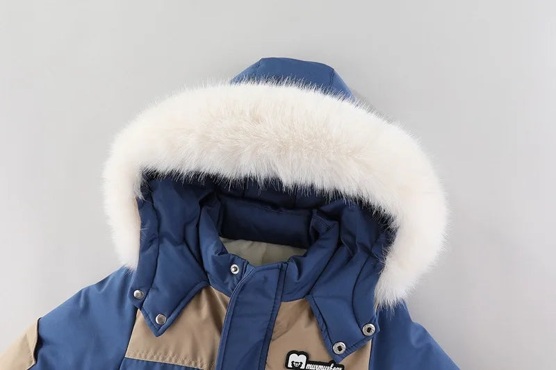 Winter Children Ski Suit Thicken Waterproof Baby Jumpsuit Warm Baby Girl Snow Wear Plus Velvet Infant Clothes Boys Coat 1-5 Year