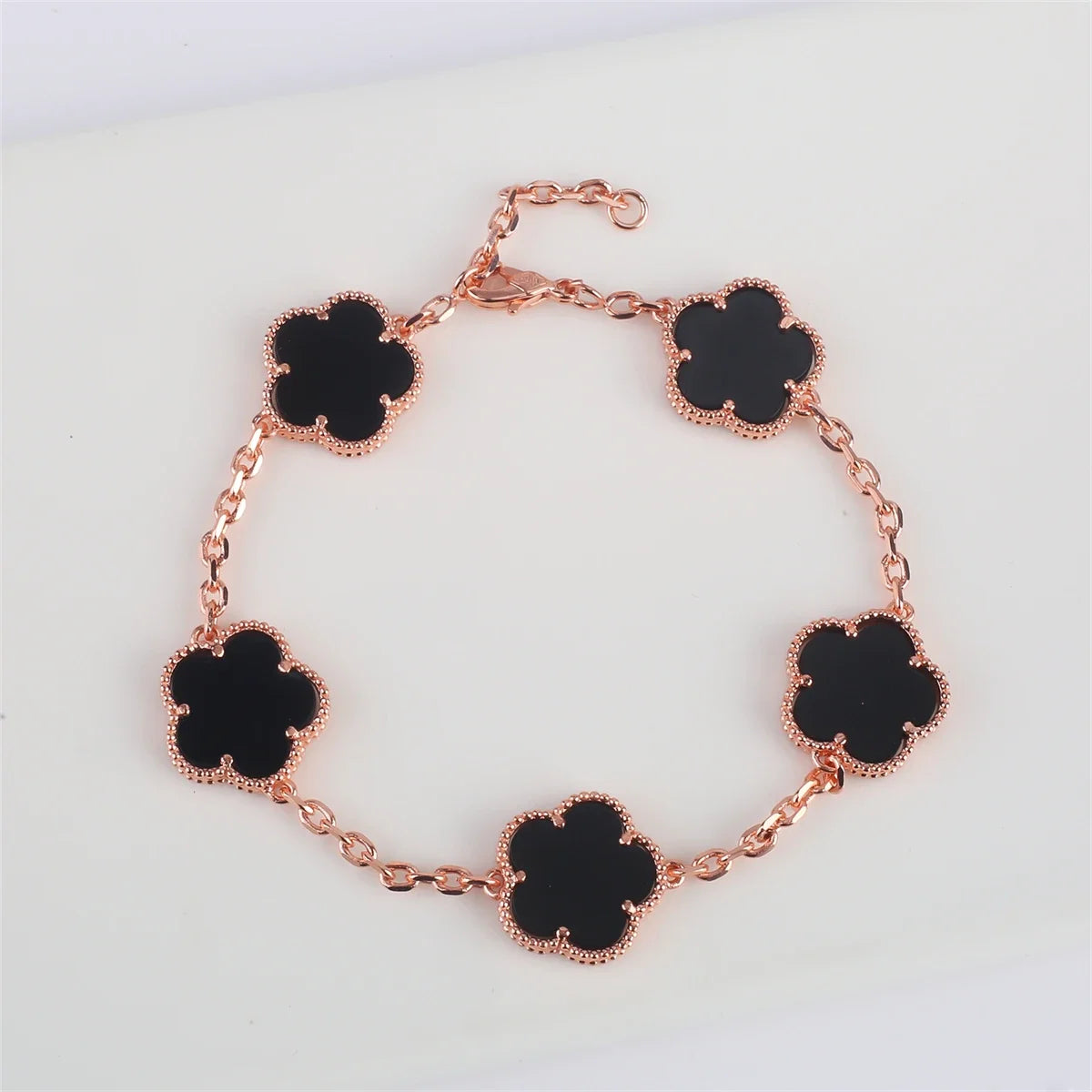 Hot Sale 11 Color Natural Stone Five Leaf Flower Plant Adjustable Bracelet Classic for Woman Fashion Party Jewelry Gift Clover