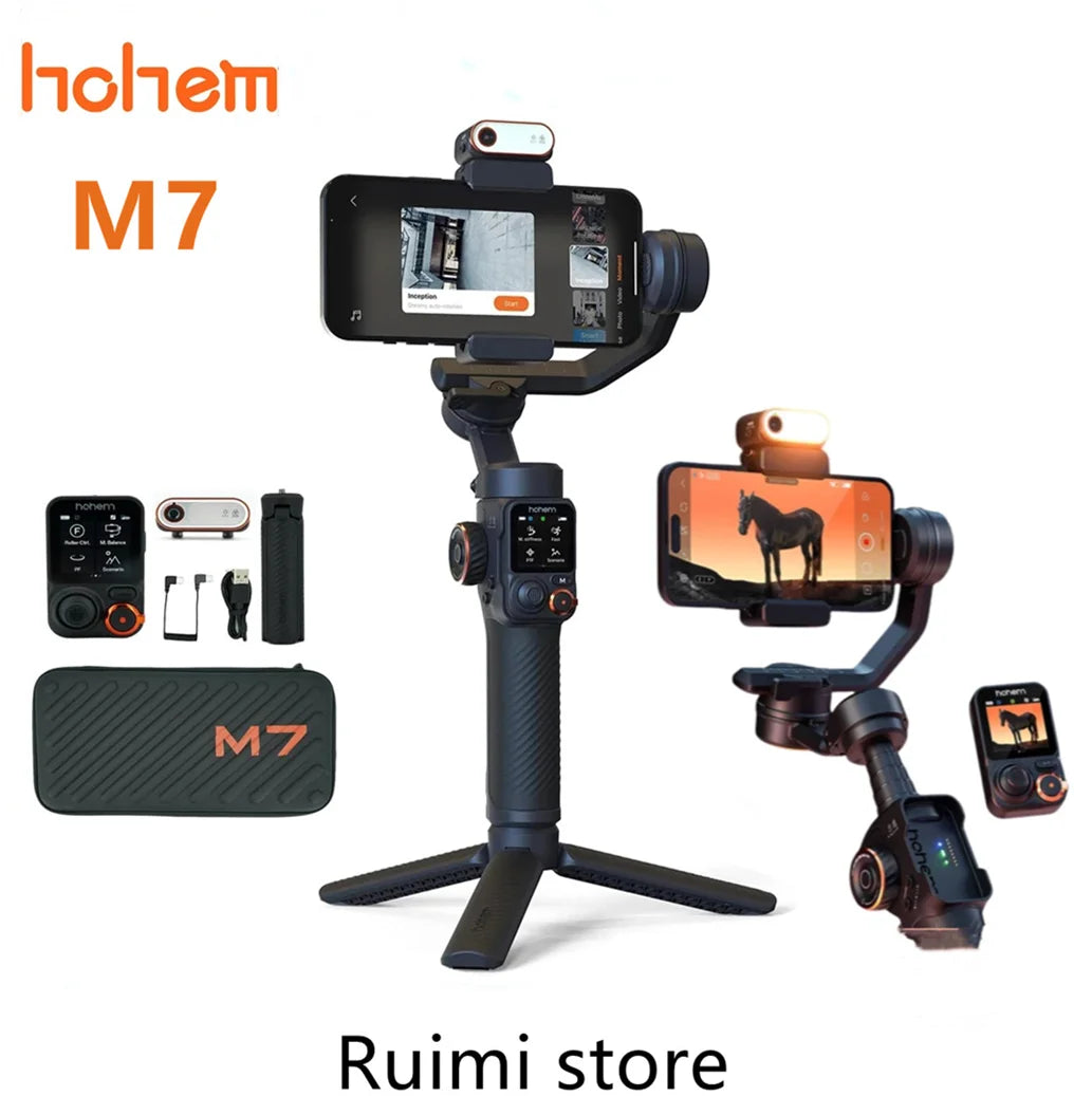 Hohem M7 iSteady M7 Smartphone Gimbal AI Tracker Fill Light Detachable Control Screen Extension Rod for iPhone TikTok YouTube