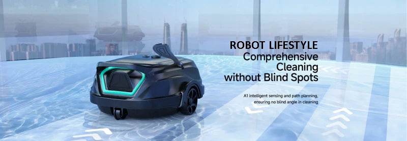 Swimming Pools Vacuum Cleaner Wireless for Floor Smart Cleaning Robot Auto-Parking Dual-layer Filtration120mins Running Time - AIAZ