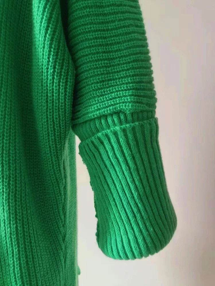2025 New Knitted Long Cardigan for Women Autumn Casual Loose V-Neck Sweater Coats Ladies Elegant Solid Jumper Jacket with Pocket - AIAZ