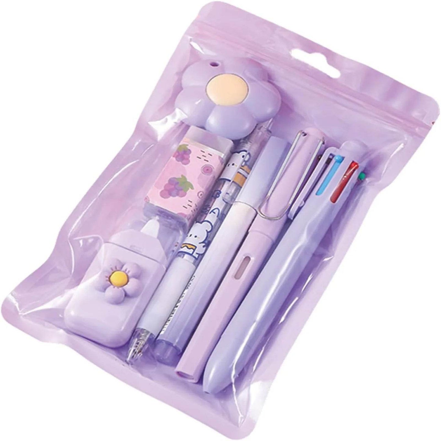 Simple Stationery Set Student Gift Cute Various Stationery Set School Supplies Eraser Ballpoint Study Stationery Supplies 7PCS - AIAZ