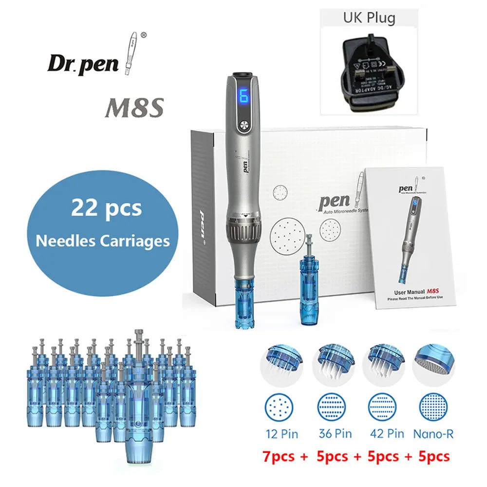Authentic Dr.pen Ultima M8S Wireless Professional Derma Pen With 22 Needles Catridges For Hair Growth Microneedle Therapy Pen