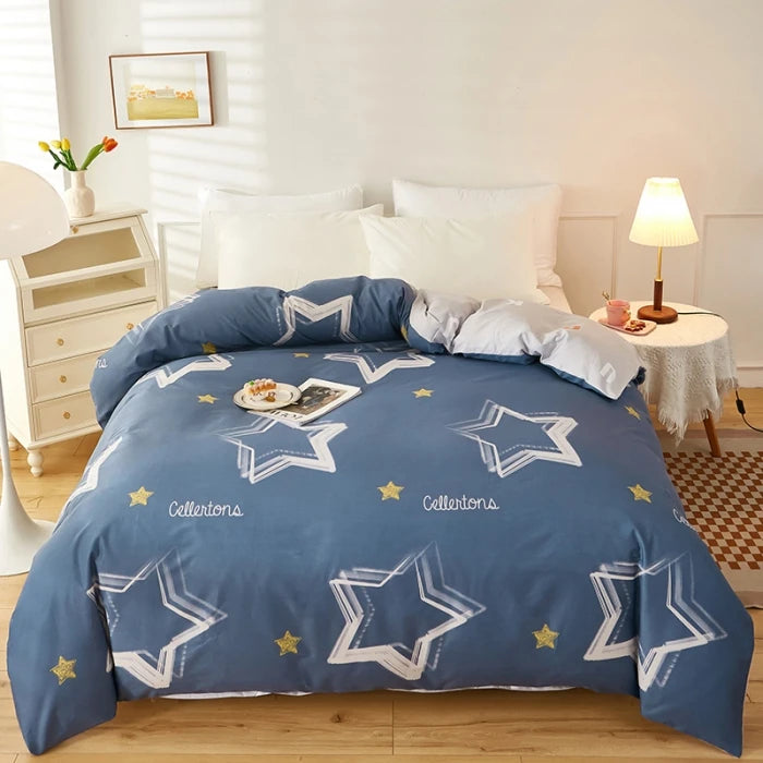 3PC 100% Cotton Duvet Cover Set Striped Printing 1PC Duvet Cover 2PC Pillowcase Cotton Soft Skin Friendly Bedding