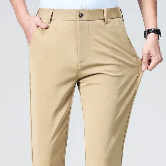 Men Suit Pants Light Thin Elastic Slim Fit Dress Pants Business Solid Casual Straight Leg Trouser Men Clothing Oversize 29-42 - AIAZ