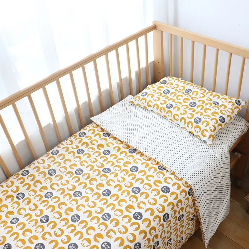 3 Pcs Baby Crib Bedding Set Cotton Bed Linens Boy Girl Cot kit Include Pillowcase Sheet Duvet Cover Children Room Decoration