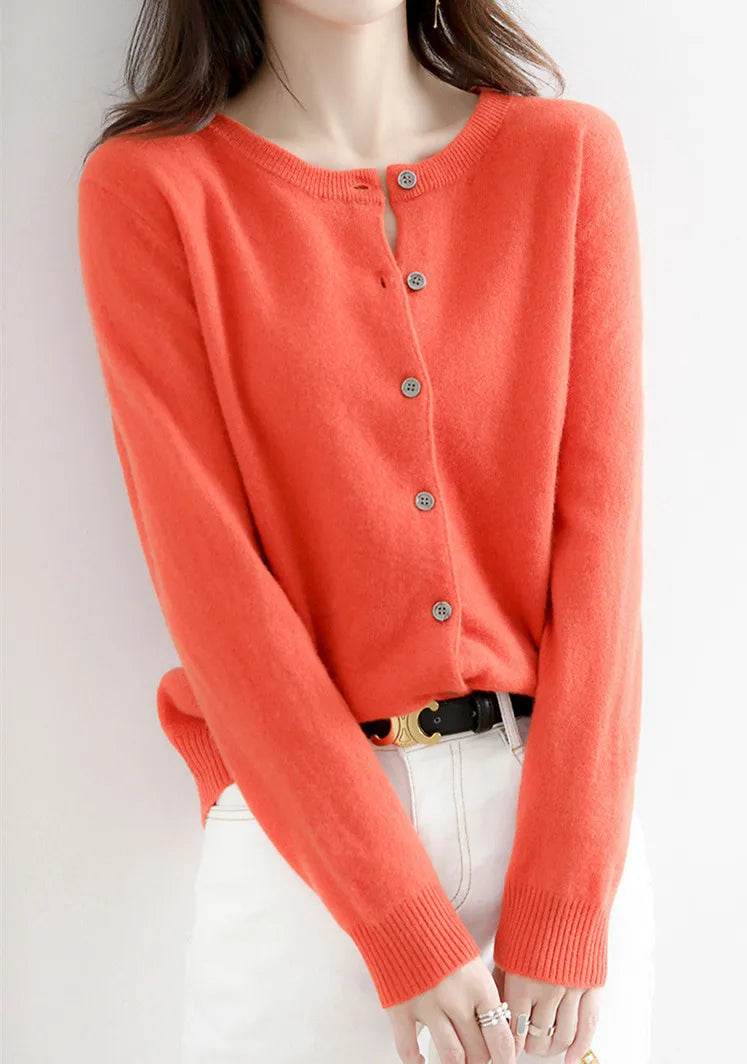 Women Cardigans Sweater O-neck Spring Autumn Knitted Cashmere Cardigans Solid Single Breasted Womens Sweaters 2022 - AIAZ