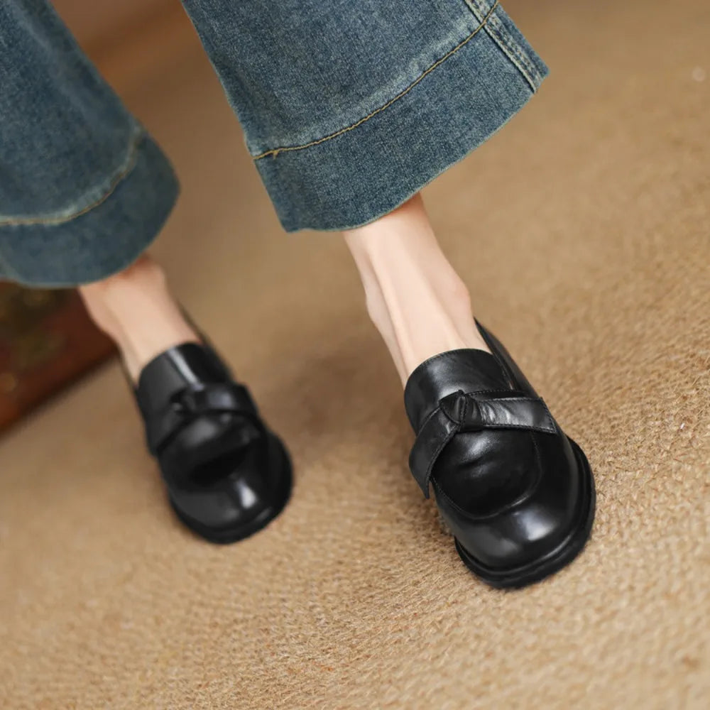 Dress Shoes Women Loafers Cow Leather Sheepskin Rubber Formal Business Suit Ladies 2025 Spring Autumn Handmade