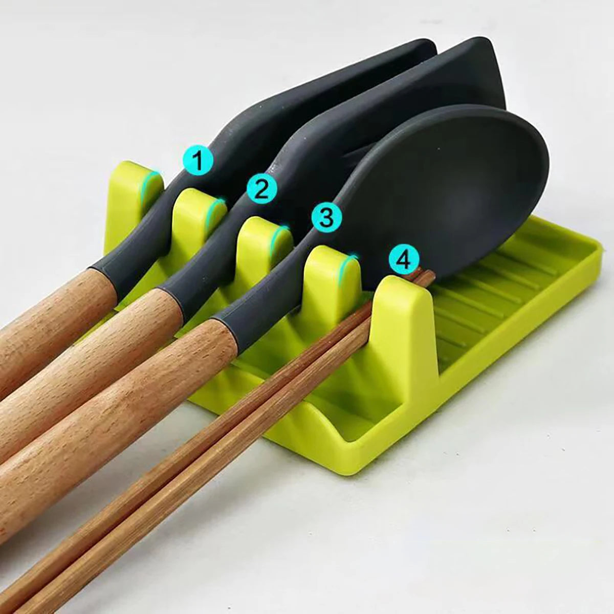 Silicone Tableware Drying Kitchen Utensil Rack Rest Holders Fork Spatula Multifunctional Shelf Organizer Non-Slip Storage Pad ﻿