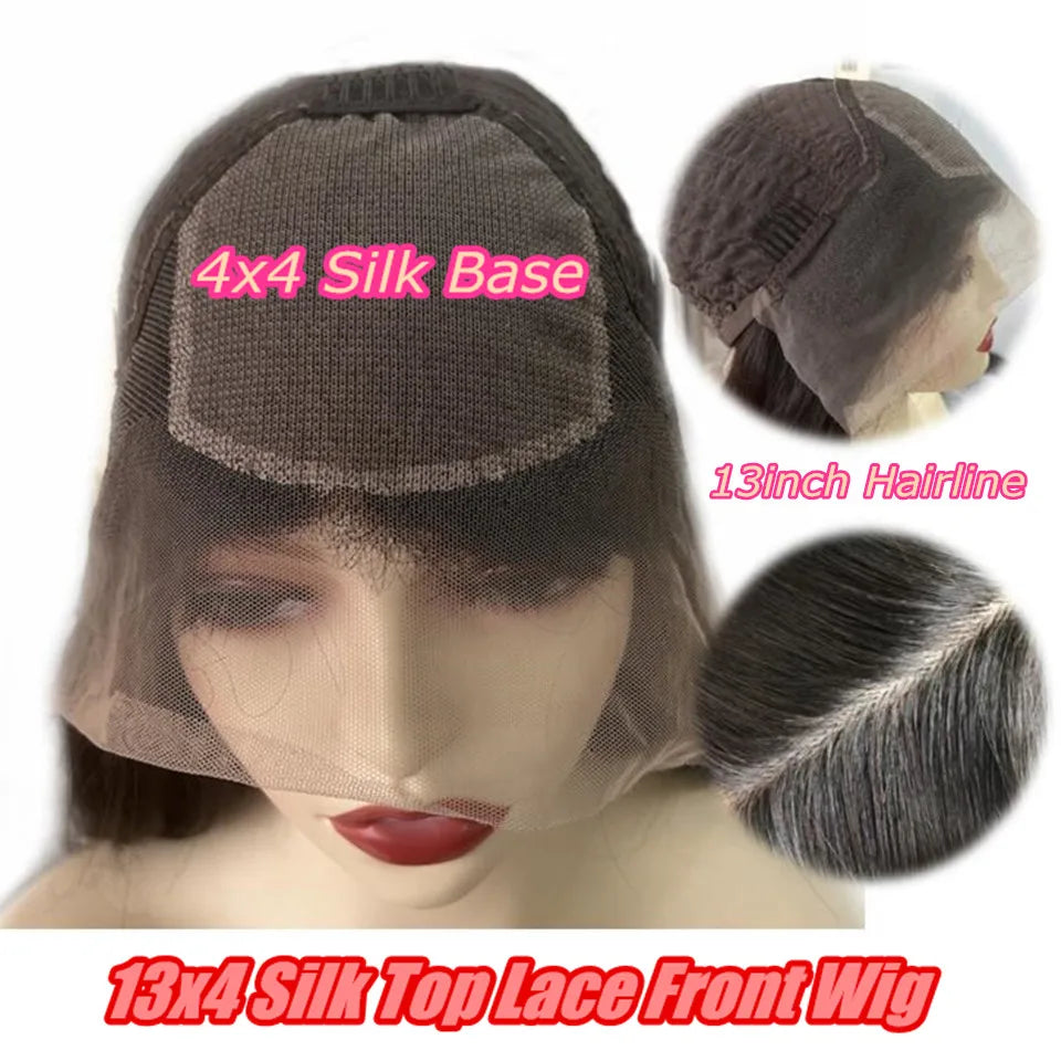Balayaga Brown Blonde Highlight Human Hair Silk Top Wigs Brazilian Bleached Knots Glueless 13x6/360 Lace Frontal Human Hair Wigs