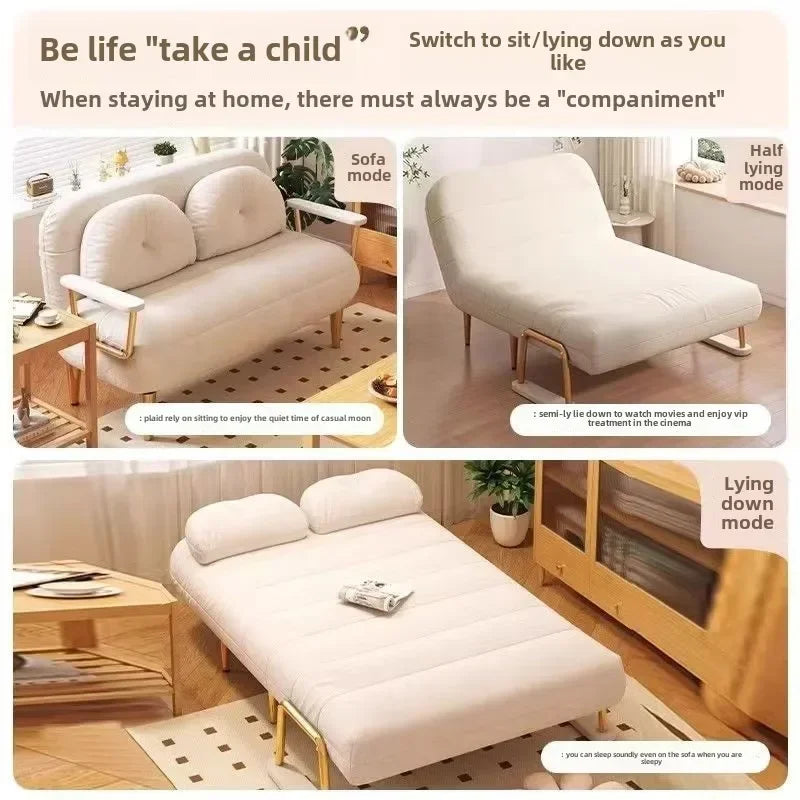 Foldable Sofa New Sofa Bed Dual Use Single Small Unit Balcony Living Room Multi Functional Clouding Stretching Relaxing Sofa