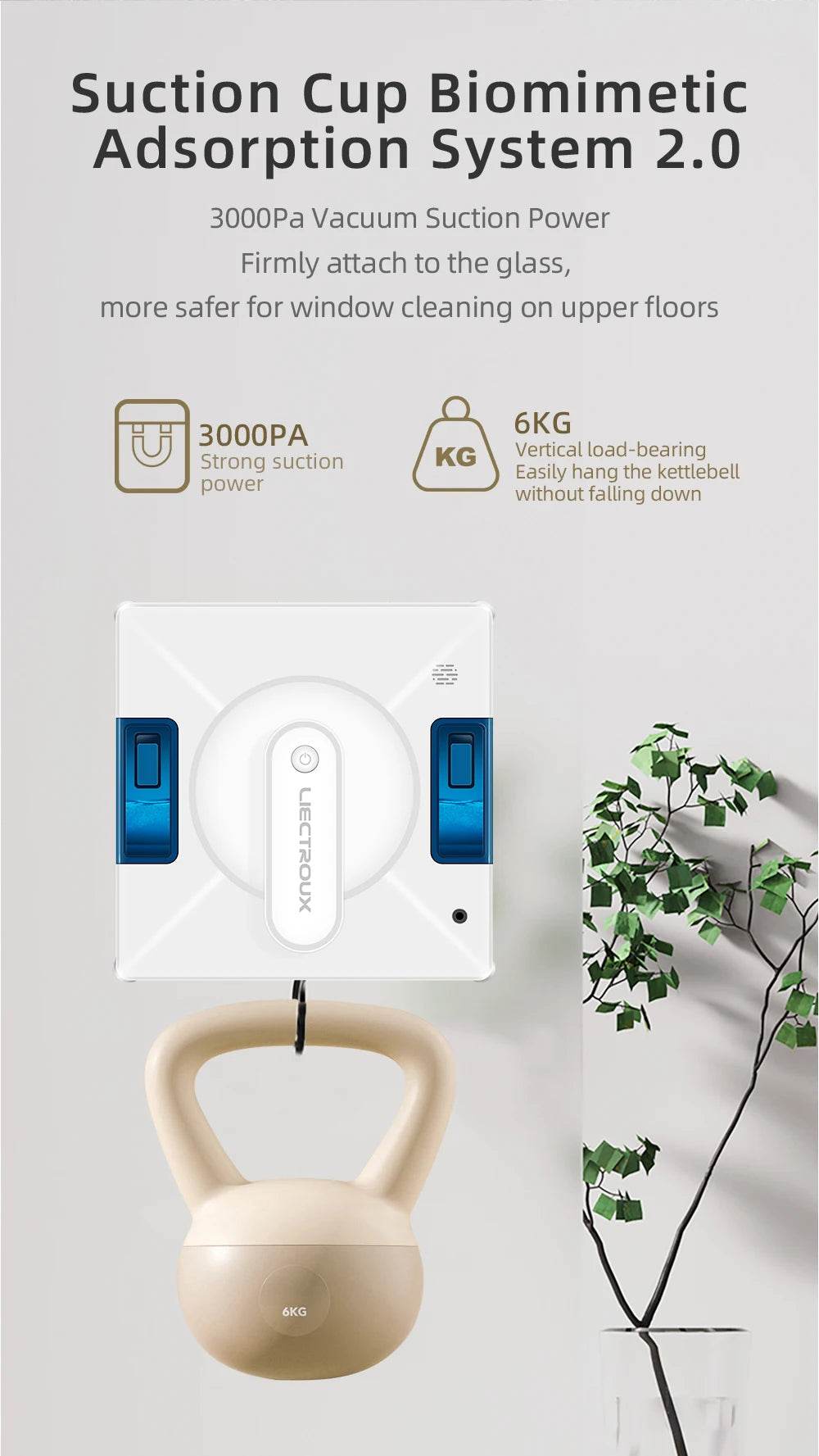 Robot Window Cleaner LIECTROUX YW509,4-Way Water Spray,Home Wall Glass Window Robot Vacuum Cleaner,Updated Laser,Smart Memory - AIAZ