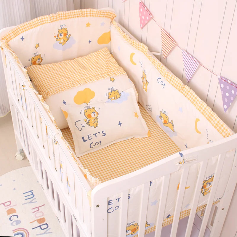 6/9pcs Elephant Baby Bedding Set Cotton Bedroom Decor Baby Girl Boy Crib Bed Linens Bed Bumper 120*60/120*70cm