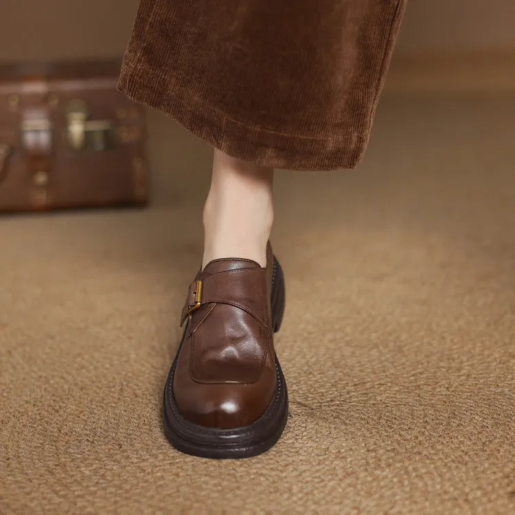 Dress Shoes Women Loafers Cow Leather Sheepskin Rubber Formal Business Suit Ladies 2025 Spring Autumn Handmade