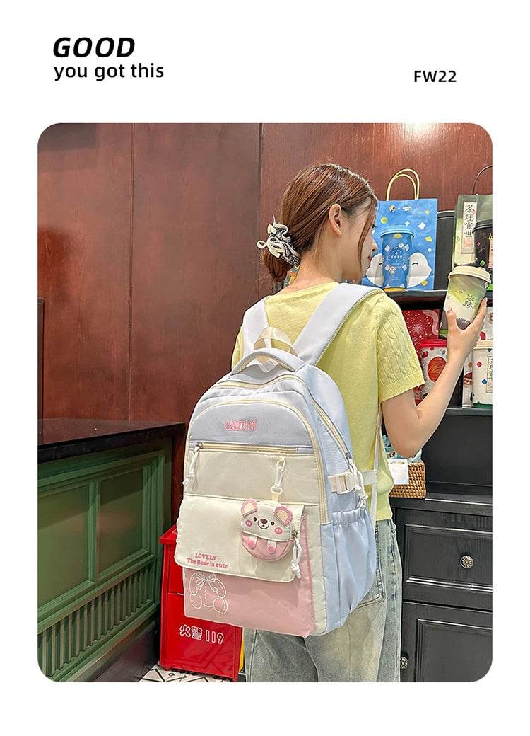 Schoolbag, a lightweight and large - capacity backpack designed for junior high school girls, aiming to relieve pressure and pro - AIAZ
