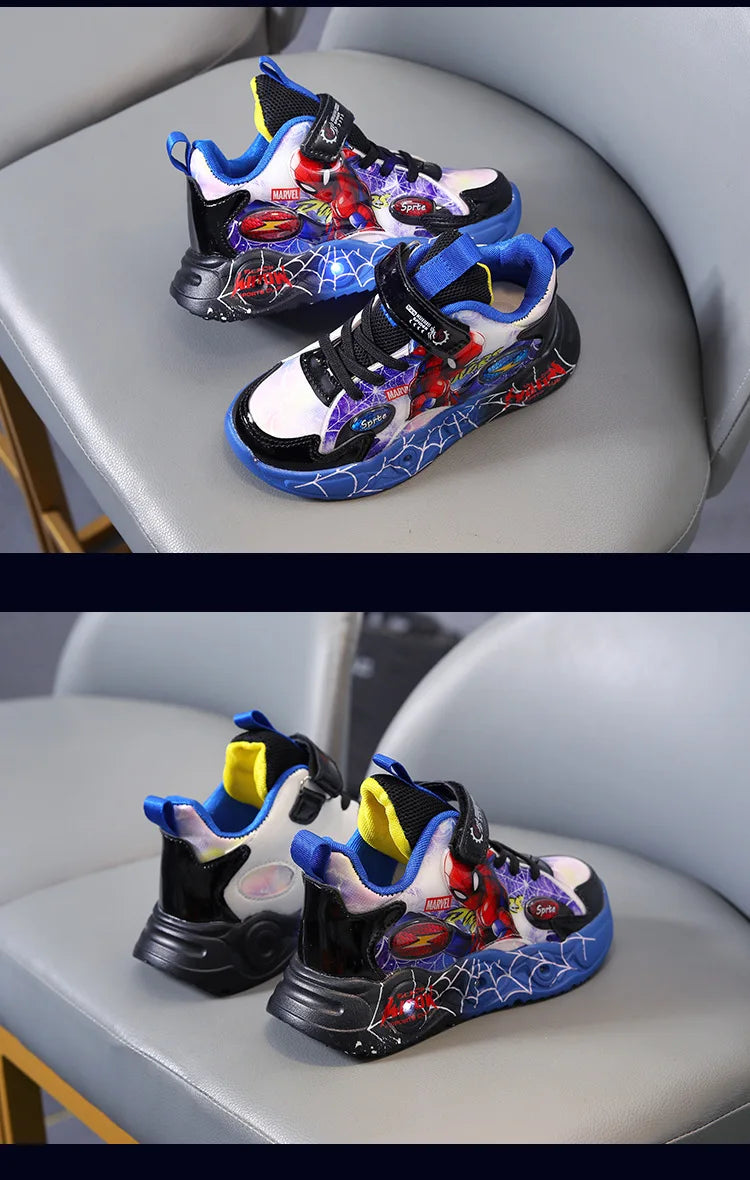 Disney Spider-man Children's Shoes Boys Sneakers Spring Autumn Cartoon Fashion Kids Lighted Sports Shoes Child Boy LED Sneaker