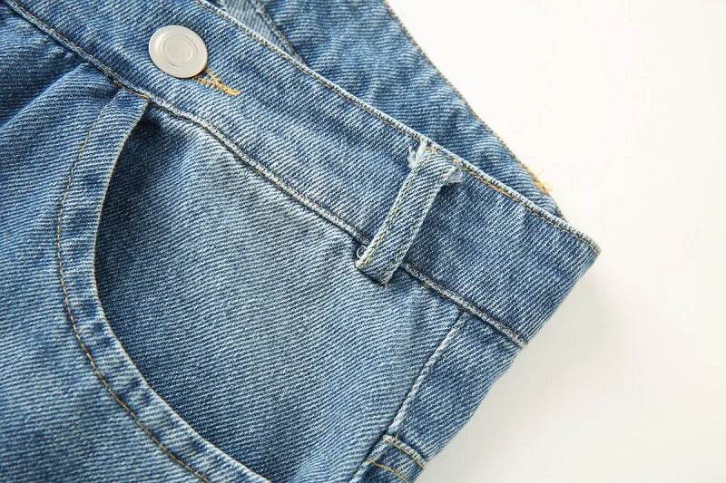 MUJER 2025 Women's Jeans Blue Baggy Jeans for Women High Waist Mom Jeans Woman Wide Leg Denim Pants Woman Jeans Summer Trousers - AIAZ