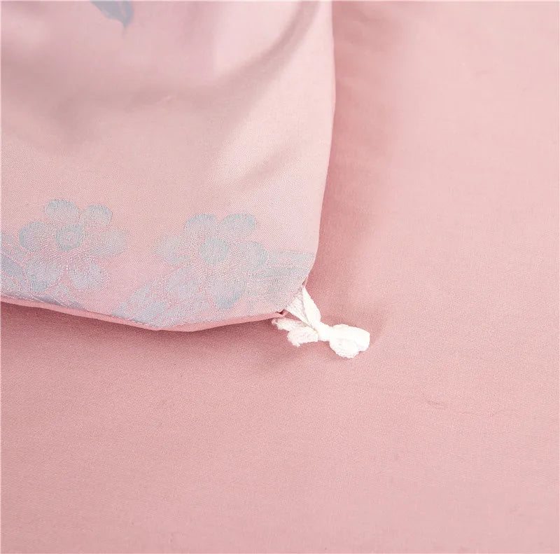 Sliver Gold Luxury Silk Satin Jacquard duvet cover bedding set queen king size Embroidery bed set bed sheet/Fitted sheet set