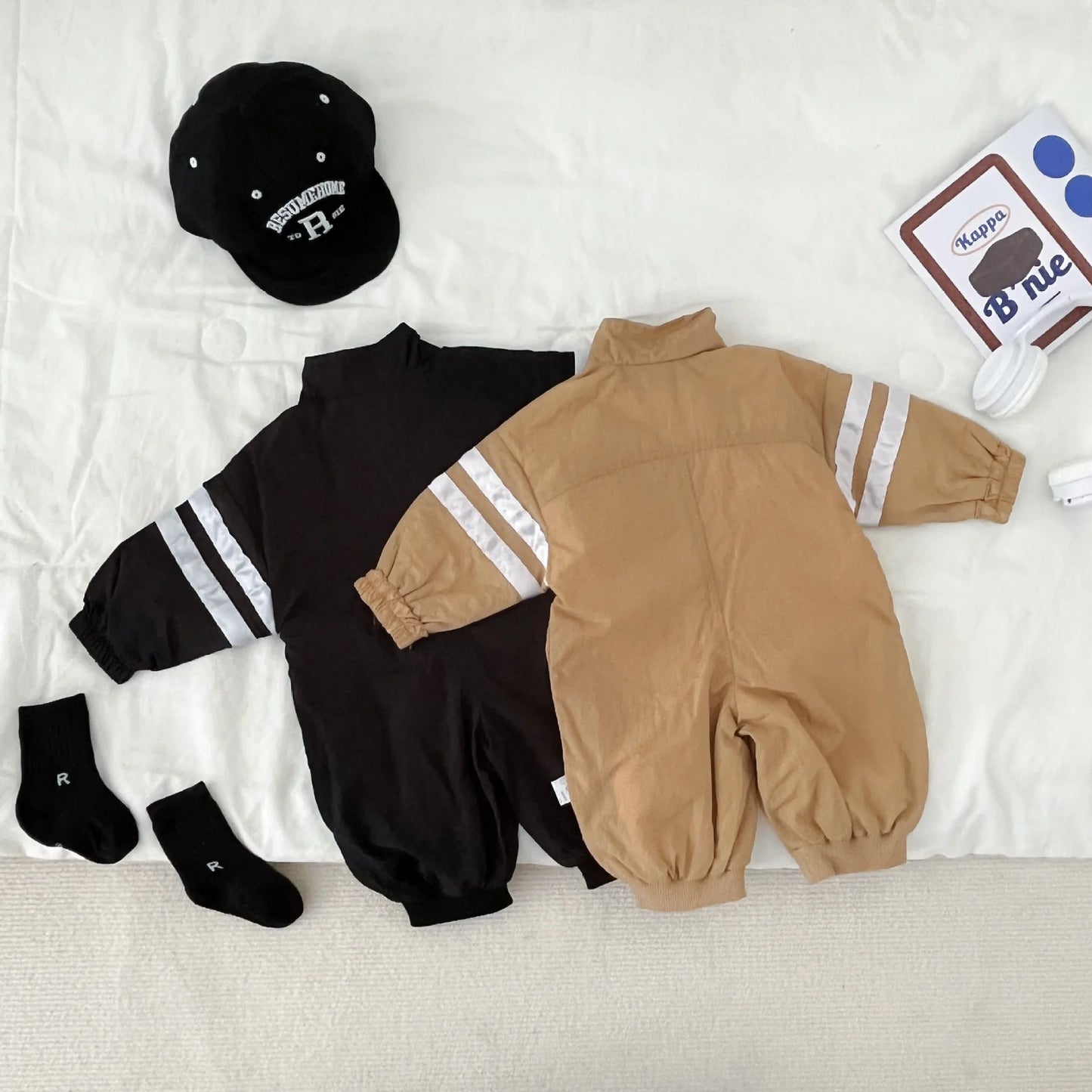 0-3Yrs Autumn Baby Boys Striped Sports Crawling Clothes With Zipper Spring Children Going Out Baby Clothes