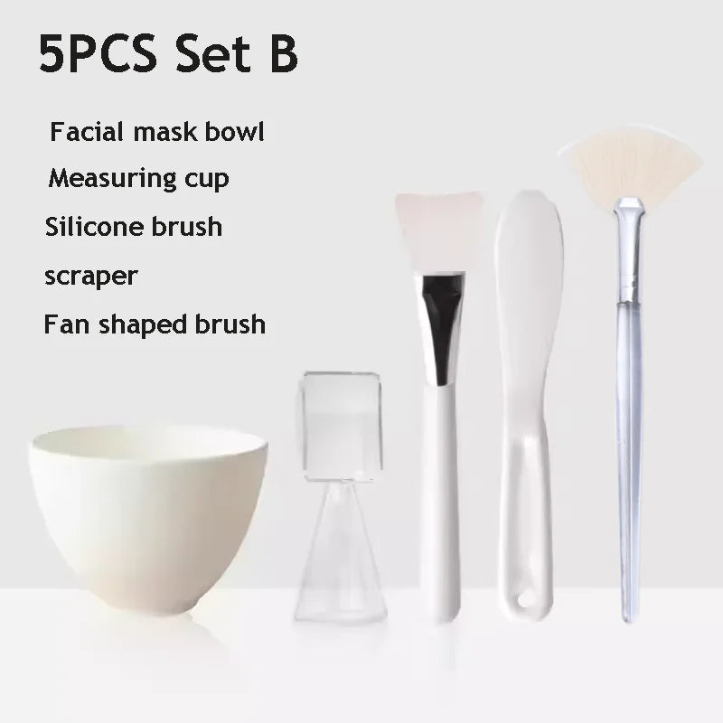 Facial Brush Mask Bowl Spoon Set Mask Brush Bar DIY Beauty Tools Mixing Tools Skin Care Makeup Supplies Woman Facial Tools