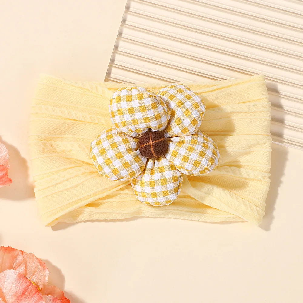 1Pc Baby Nylon Headscarf Astique Suitable Newborn Girl Flower Handmade Headband Elastic Hairband Turban Toddler Hair Accessories