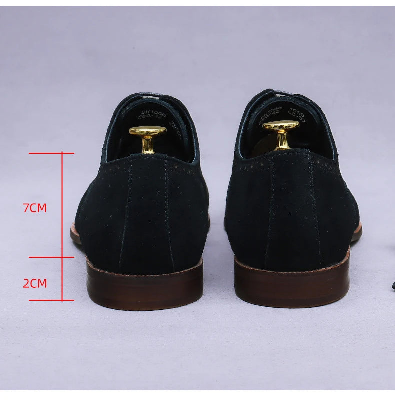 Business Casual Leather Shoes Men's Handmade Three-Joint Genuine Leather Men's Frosted British Suede Leather Lace-Up Men's Shoes