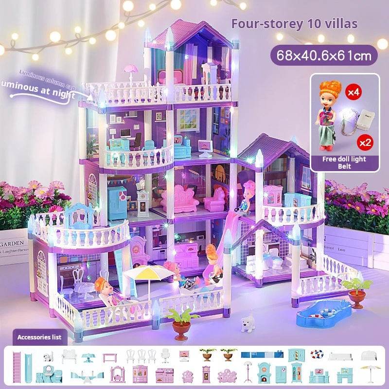 3D DIY Fantasy Princess Castle Villa Assembly Doll House Set Toys, Girls Home Toys & 3D Kids Toys - AIAZ