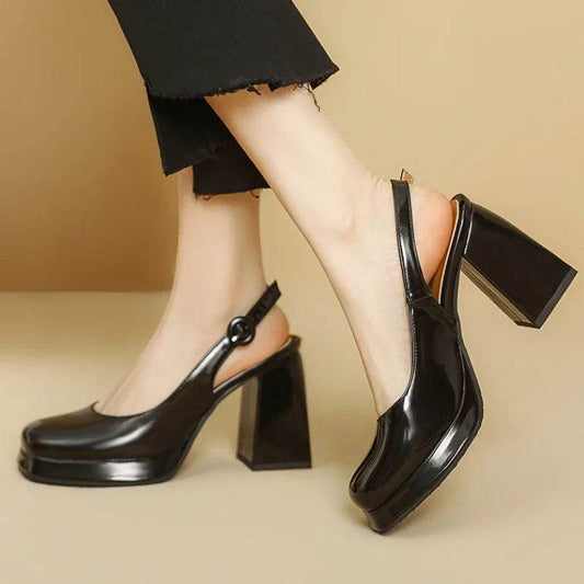 Slingbacks Summer Women Sandals Fashion Black White Pumps Shoes For Girls Elegant High Heels Wedding Shoes Ladies Large Size - AIAZ