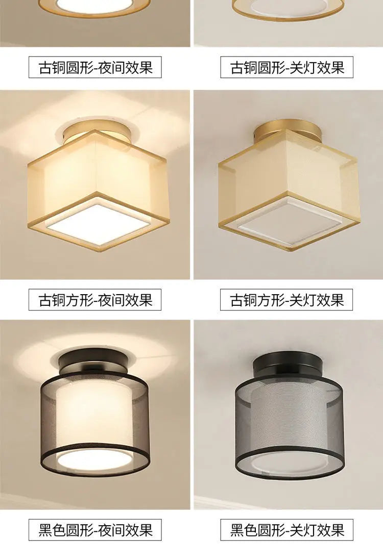 New Chinese Chandelier Lustre Ceiling Lamp Simple Corridor Chinese Painting Ceiling Lights Creative Suspendu Lotus Led Lighting