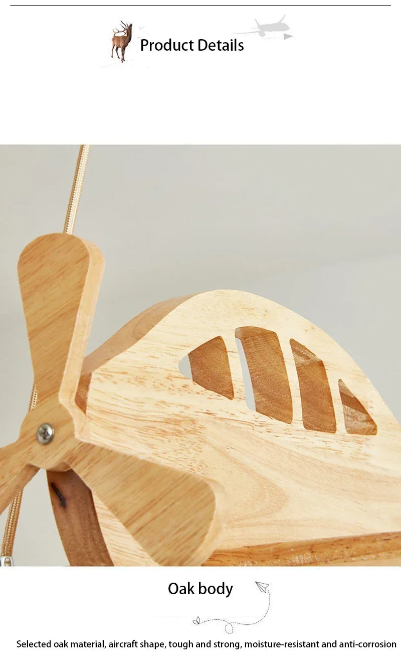 Wooden Handmade Aircraft Hanging Pendant Lights For Bedroom Children Room Decor Suspension Lamps Excluding Light Bulbs