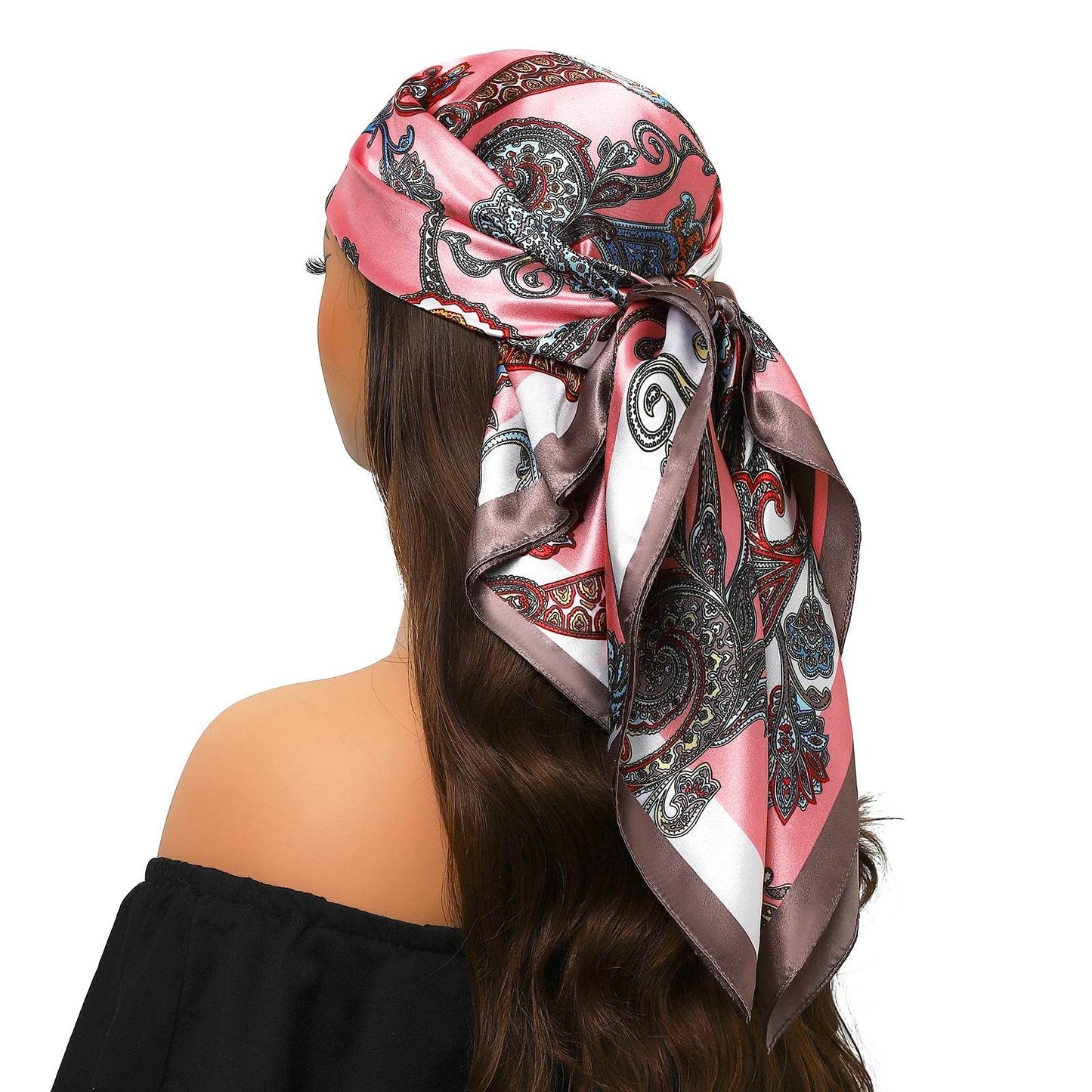 Head Scarf Women Luxury Brand Square 90*90cm Silk Foulard Satin Bandana Cheveux Soft Neckerchief Hijab Hair Scarves For Ladies - AIAZ