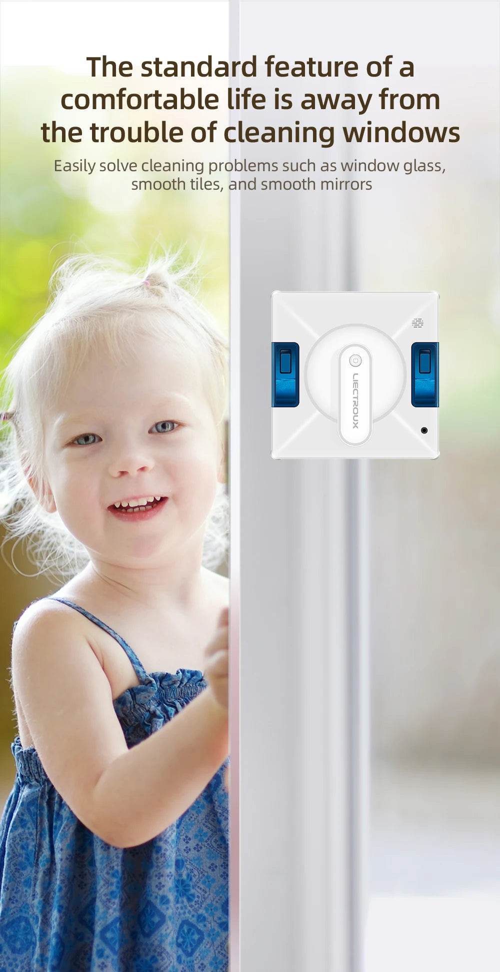 Robot Window Cleaner LIECTROUX YW509,4-Way Water Spray,Home Wall Glass Window Robot Vacuum Cleaner,Updated Laser,Smart Memory - AIAZ