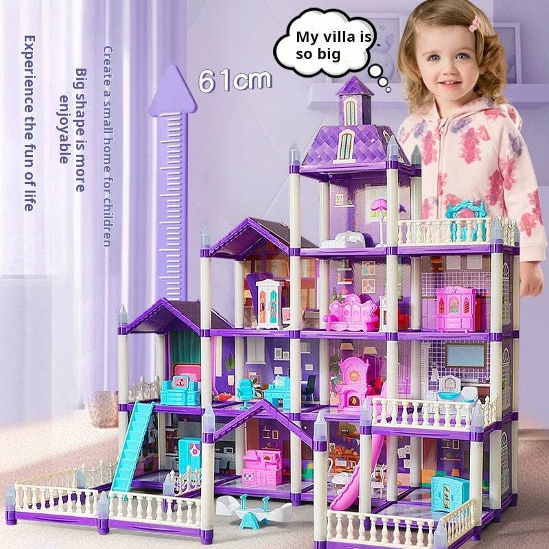 3D DIY Fantasy Princess Castle Villa Assembly Doll House Set Toys, Girls Home Toys & 3D Kids Toys - AIAZ
