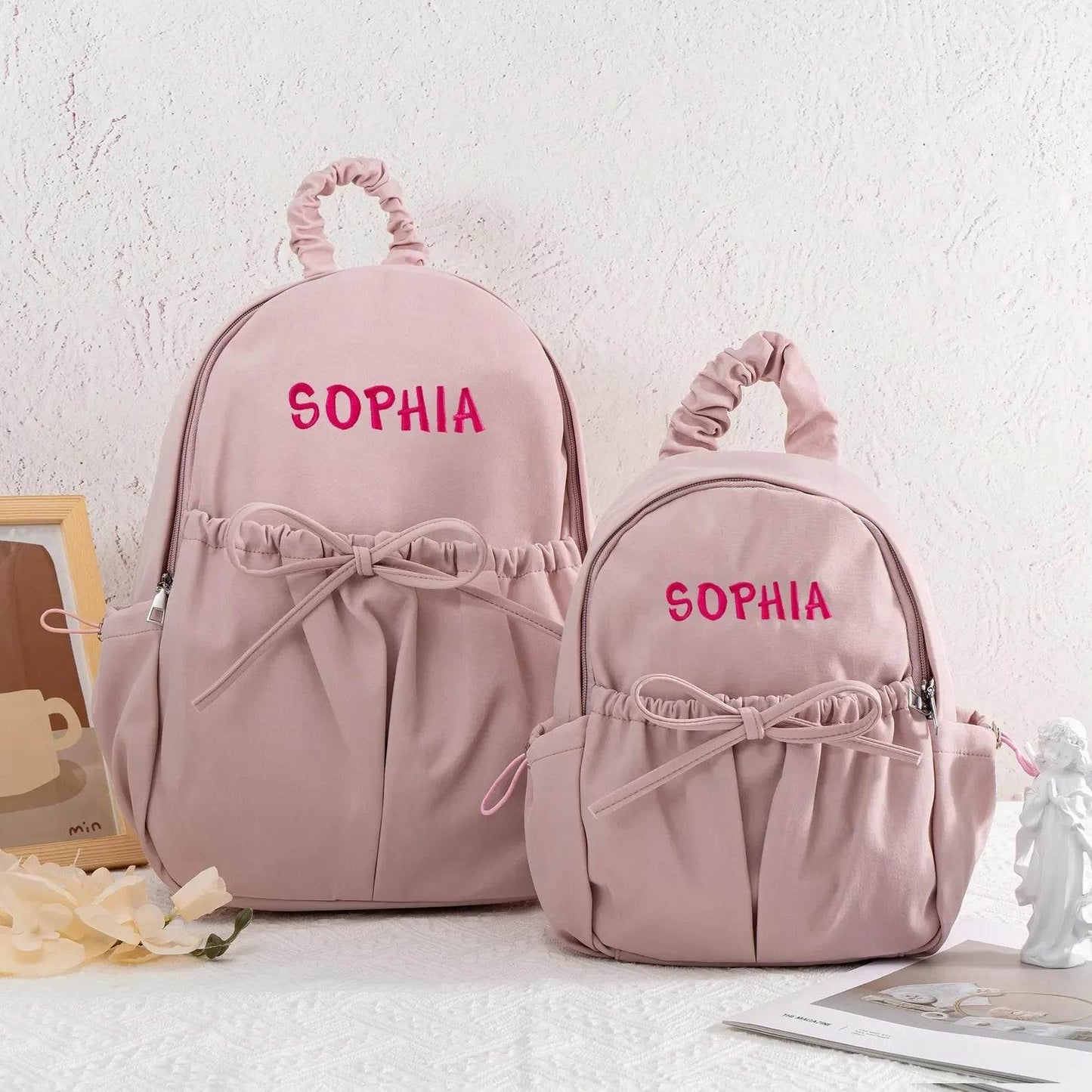 Fashion Bow Backpack Children's School Backpack Large Capacity Nylon School Bags Elementary School Book Bags Outdoor Travel Bag - AIAZ