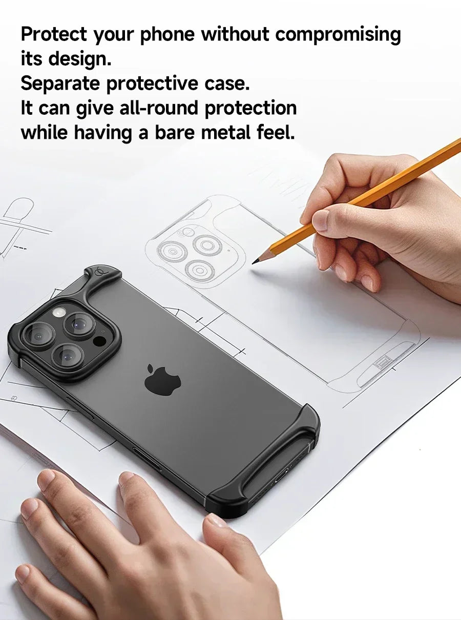 Ultra Minimalist High-end Lightweight Phone Cover Aluminum Metal for IPhone 14/15/16/17 Pro Max Bumper Phone Case