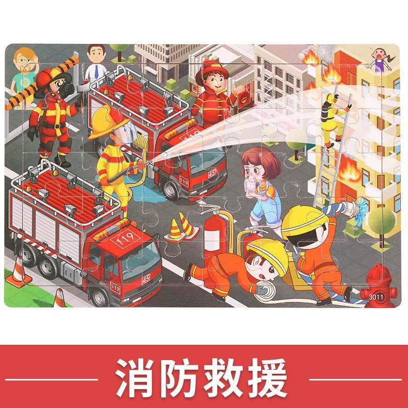 NEW Wooden 30pcs Puzzles Children Animal Dinosaur Cartoon Plane Puzzle Baby Early Education and Intellectual Building Block Toys - AIAZ