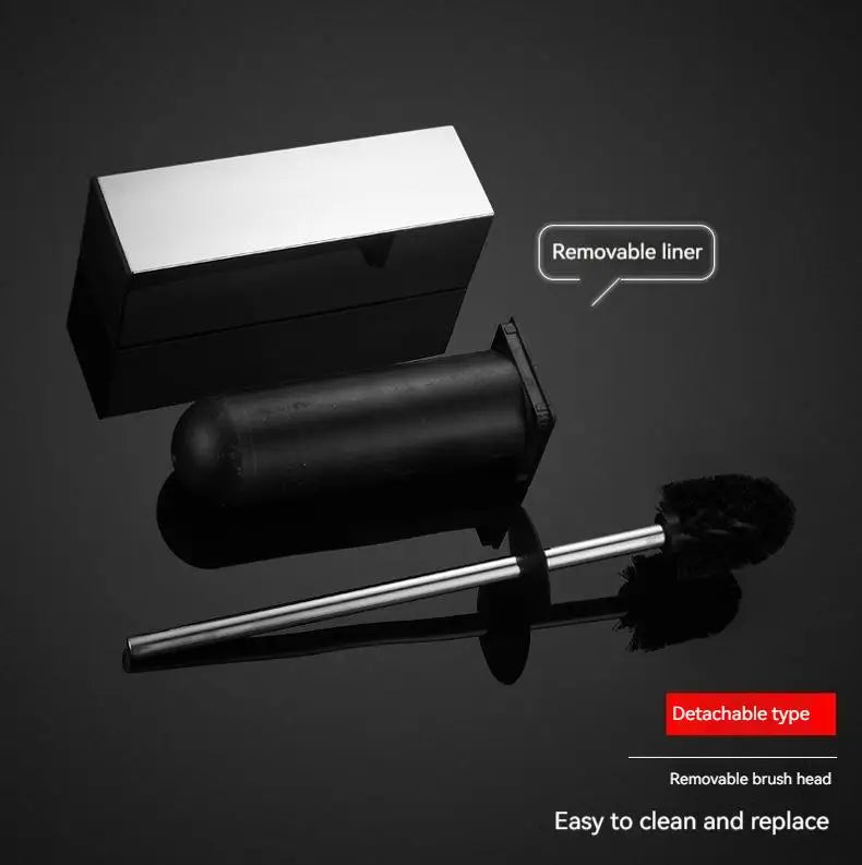 Square toilet brush, 304 stainless steel floor-mounted toilet brush, bathroom toilet punch odor-proof long tube wall-mounted