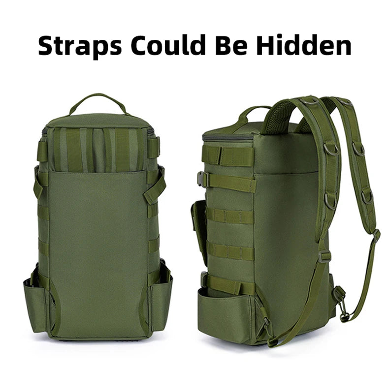 Tactical Fishing Backpack Tackle Bag with Rod Holders Fish Equipment Storage Molle Camping Hiking Outdoor Multifunctional Bag
