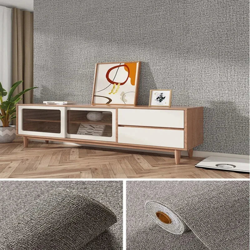 Linen 3D Foam Self-adhesive PVC Solid Color Thickened Waterproof Background Wall Renovation Wallpaper Wall Stickers Home Decor