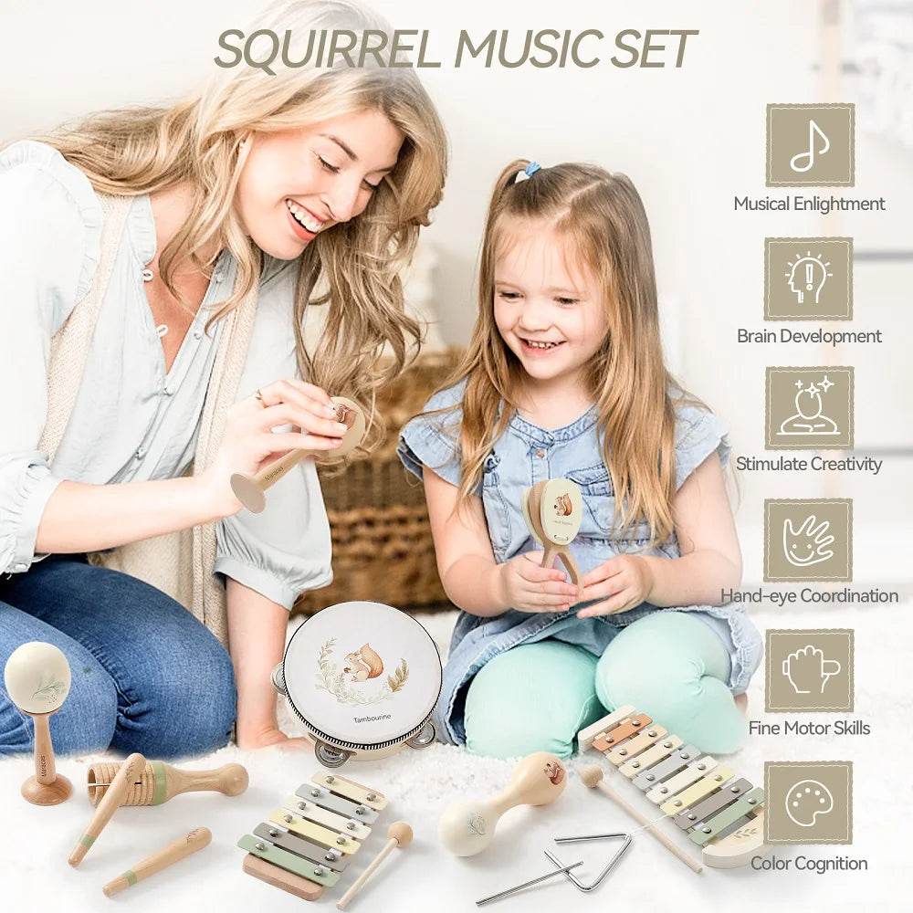 Musical Montessori Toys Baby Toys Rattle Bell Drum Xylophone Percussion for 0 3 Year Kids Early Educational Instruments Toys - AIAZ