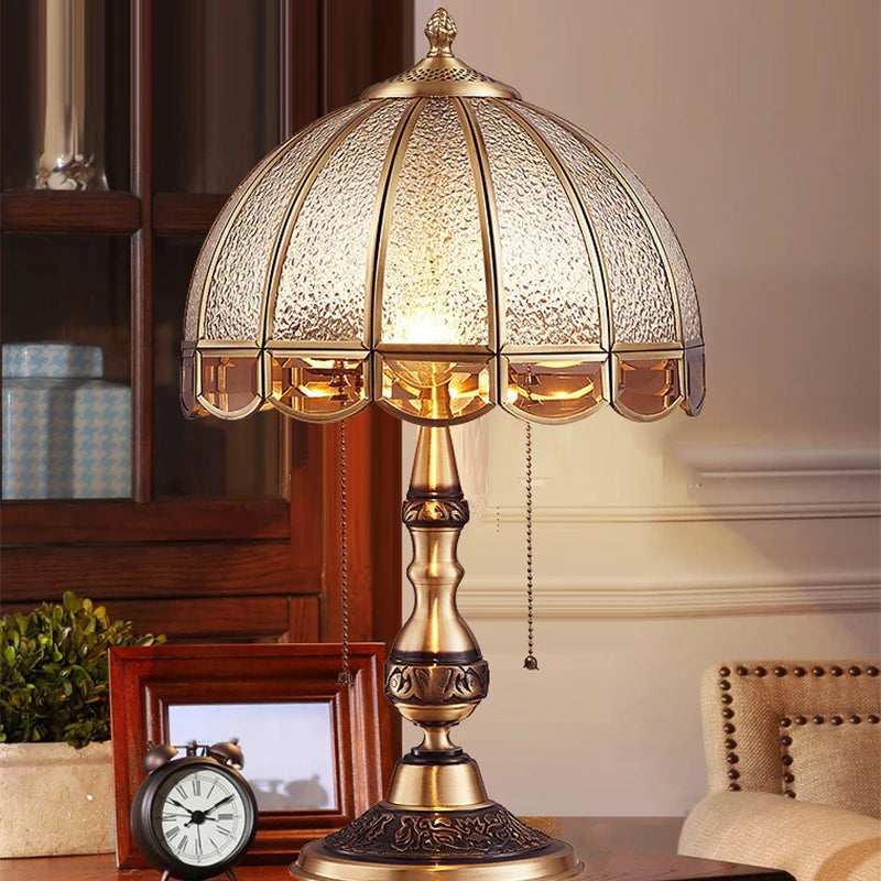 TEMAR Brass Table Lights  Modern European Creative Luxury Glass Copper Desk Lamp For Home Living Room Study Bedroom LED lamp