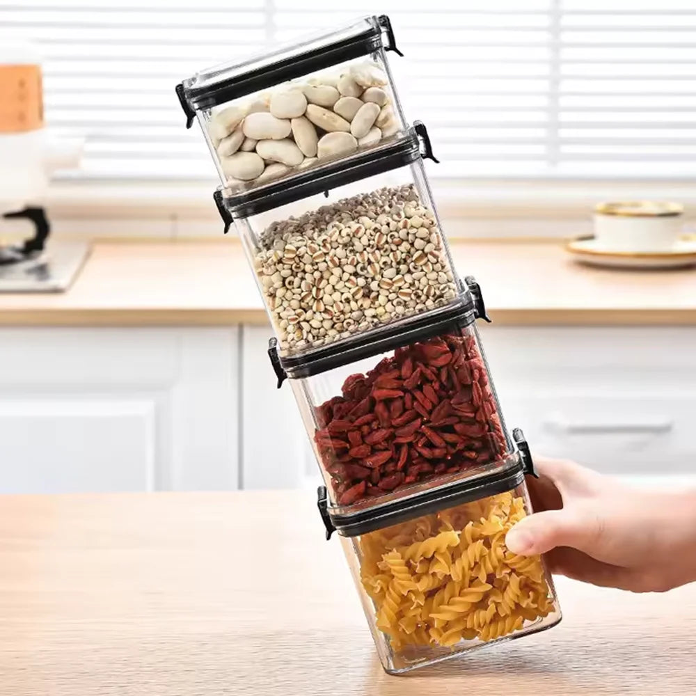 1-5 PCS Airtight Food Storage Containers, Clear Plastic Canisters for Kitchen Pantry, Dry Goods Grains Flour Snacks Organization