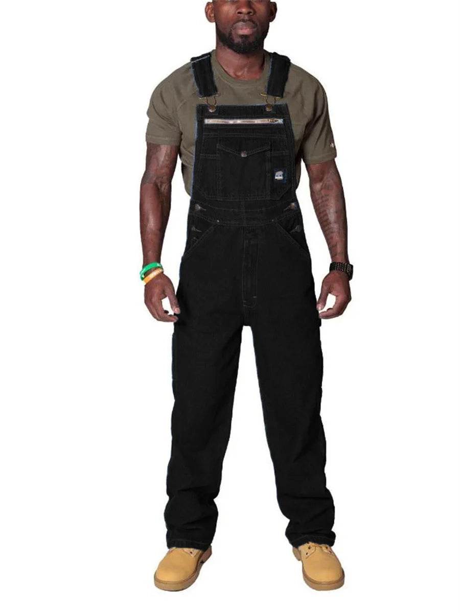 Mens Jeans Cargo Trousers Overalls for Men Fashion Denim Jumpsuit Oversized Bib Pants Men's Clothing Straight Streetwear - AIAZ