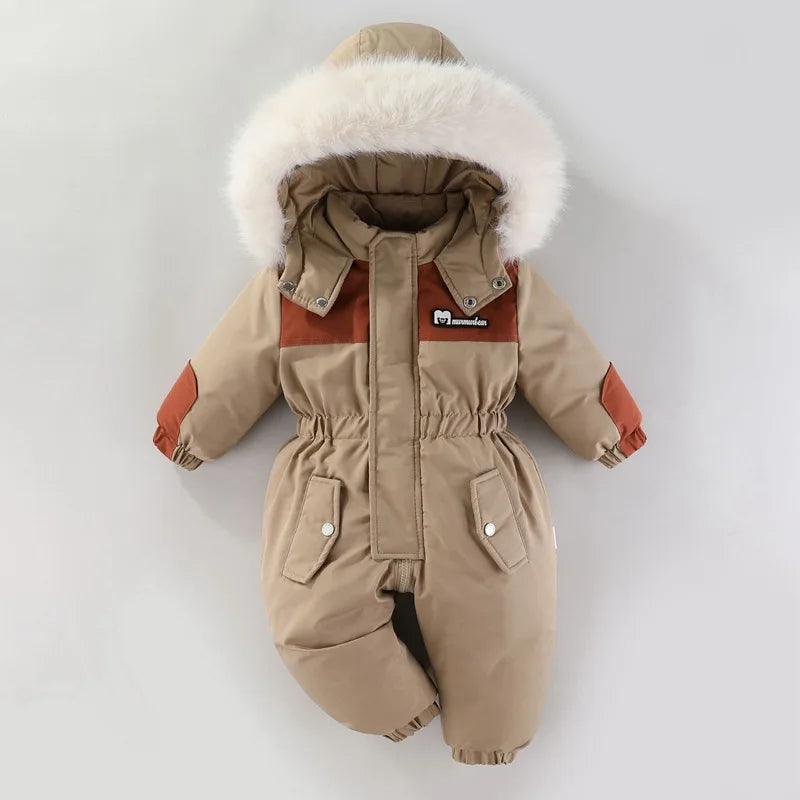 Winter Children Ski Suit Thicken Waterproof Baby Jumpsuit Warm Baby Girl Snow Wear Plus Velvet Infant Clothes Boys Coat 1-5 Year