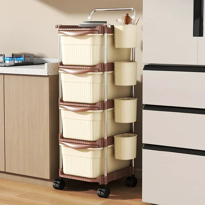 Small Cart Storage Rack, Snack Storage Rack, Multi-layer Storage Cabinet, Drawer Style Movable Baby Product Storages Rack